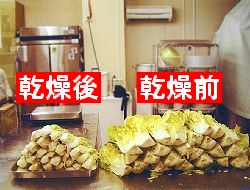 乾燥前と乾燥後